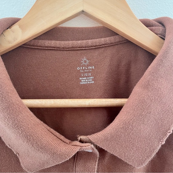 American Eagle Burnt Orange Cropped Polo Shirt - Picture 2 of 4